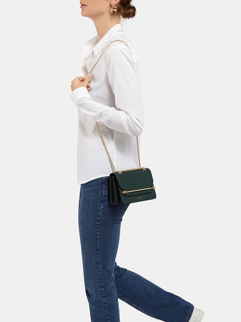 Strathberry East/West Mini Leather Cross Body Bag, Bottle Green at John  Lewis & Partners