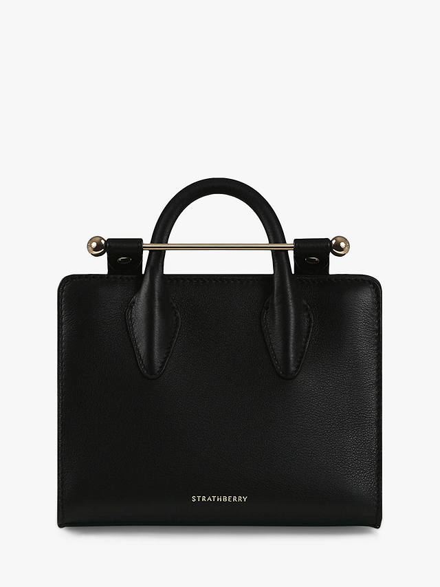 Strathberry Nano Leather Tote Bag, Black