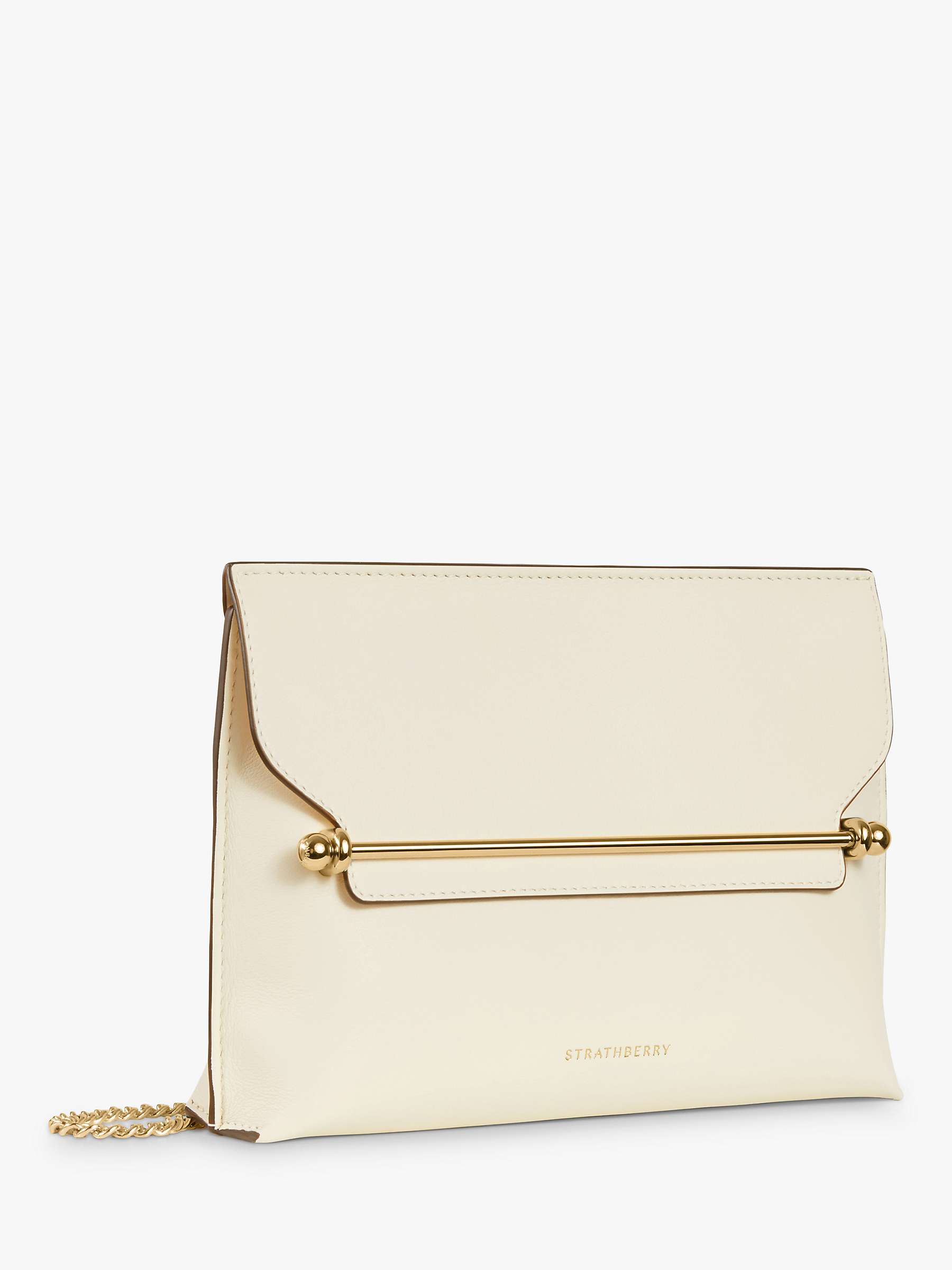 Strathberry Stylist Leather Clutch Bag, Vanilla at John Lewis & Partners