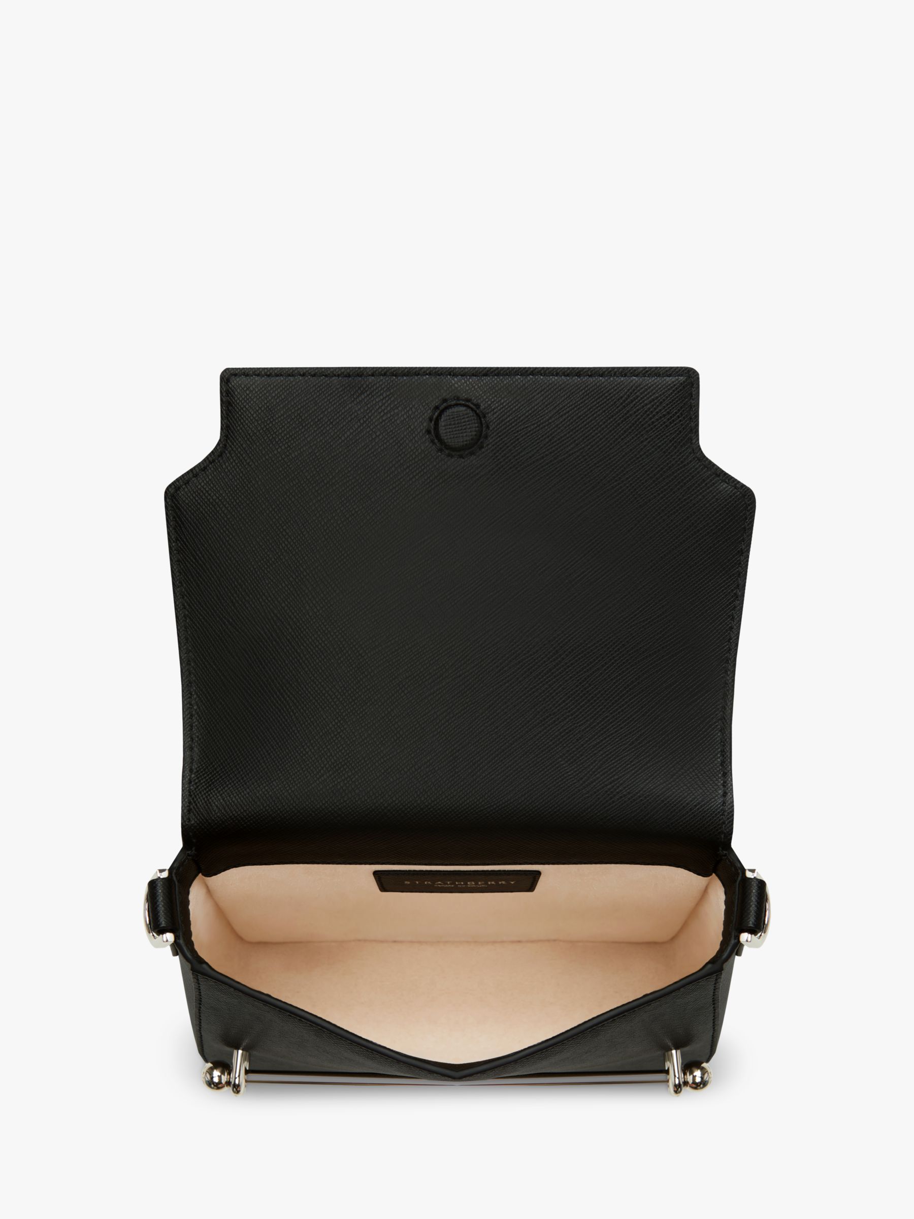 Strathberry Ace Mini Leather Cross Body Bag, Black at John Lewis & Partners