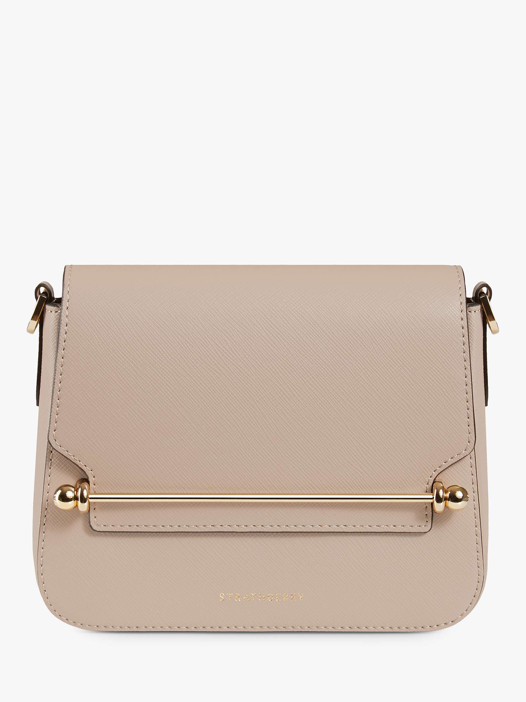 Strathberry Ace Mini Leather Cross Body Bag, Cappuccino at John Lewis ...