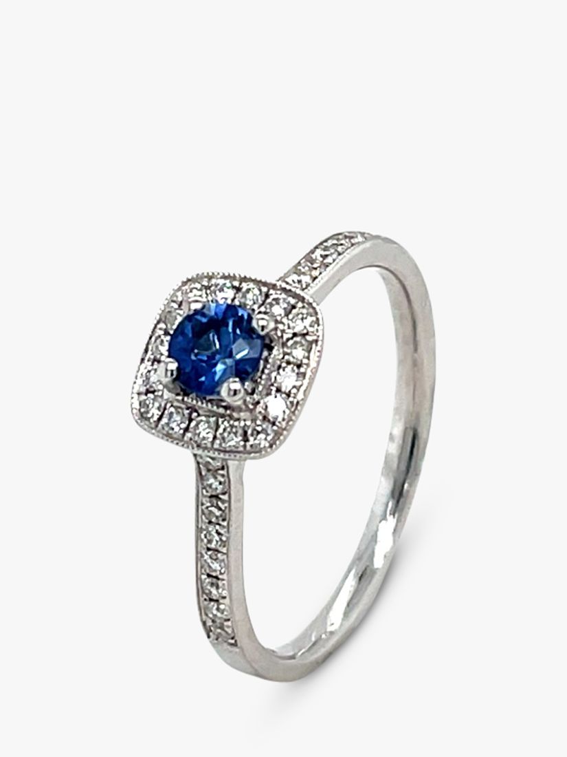 E.W Adams 18ct White Gold Sapphire & Diamond Cocktail Ring at John 