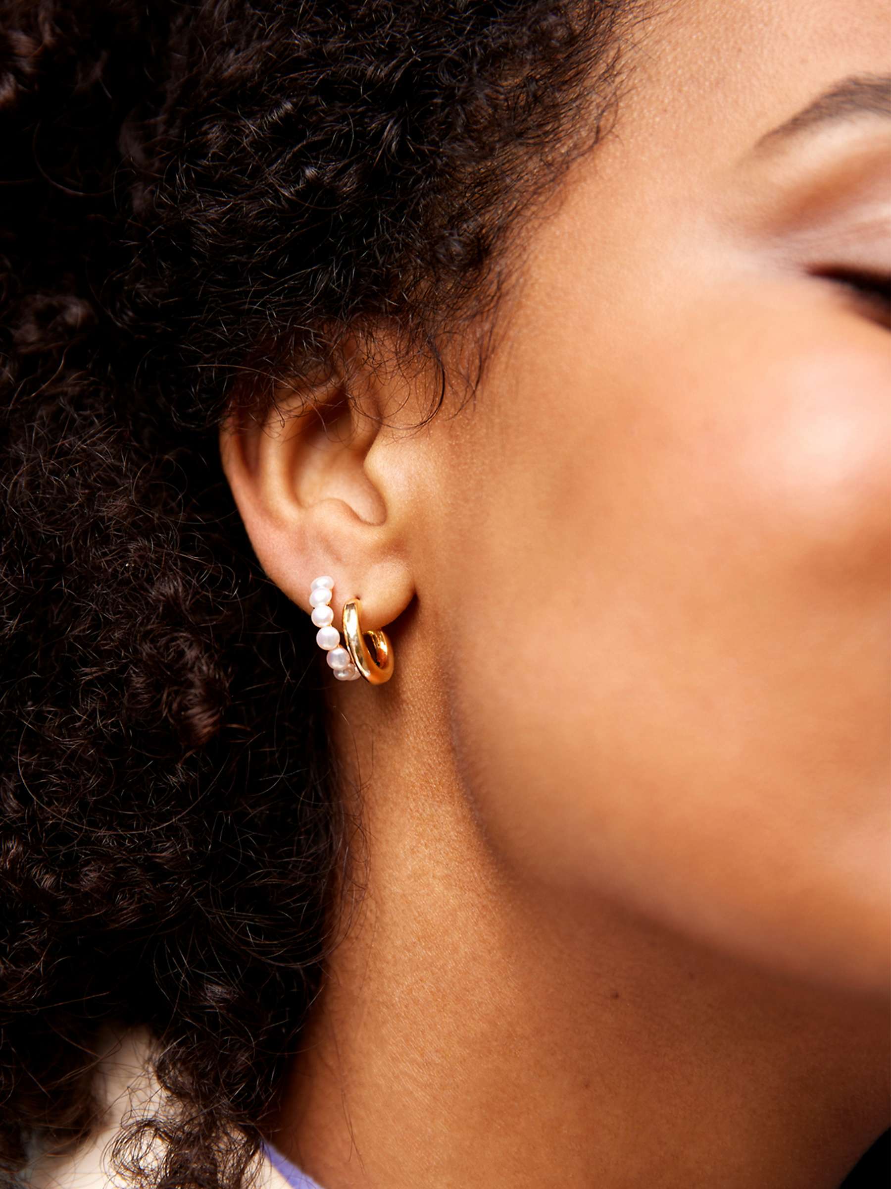 Buy Estella Bartlett The Edit Pearl Illusion Hoop Earrings, Gold/White Online at johnlewis.com