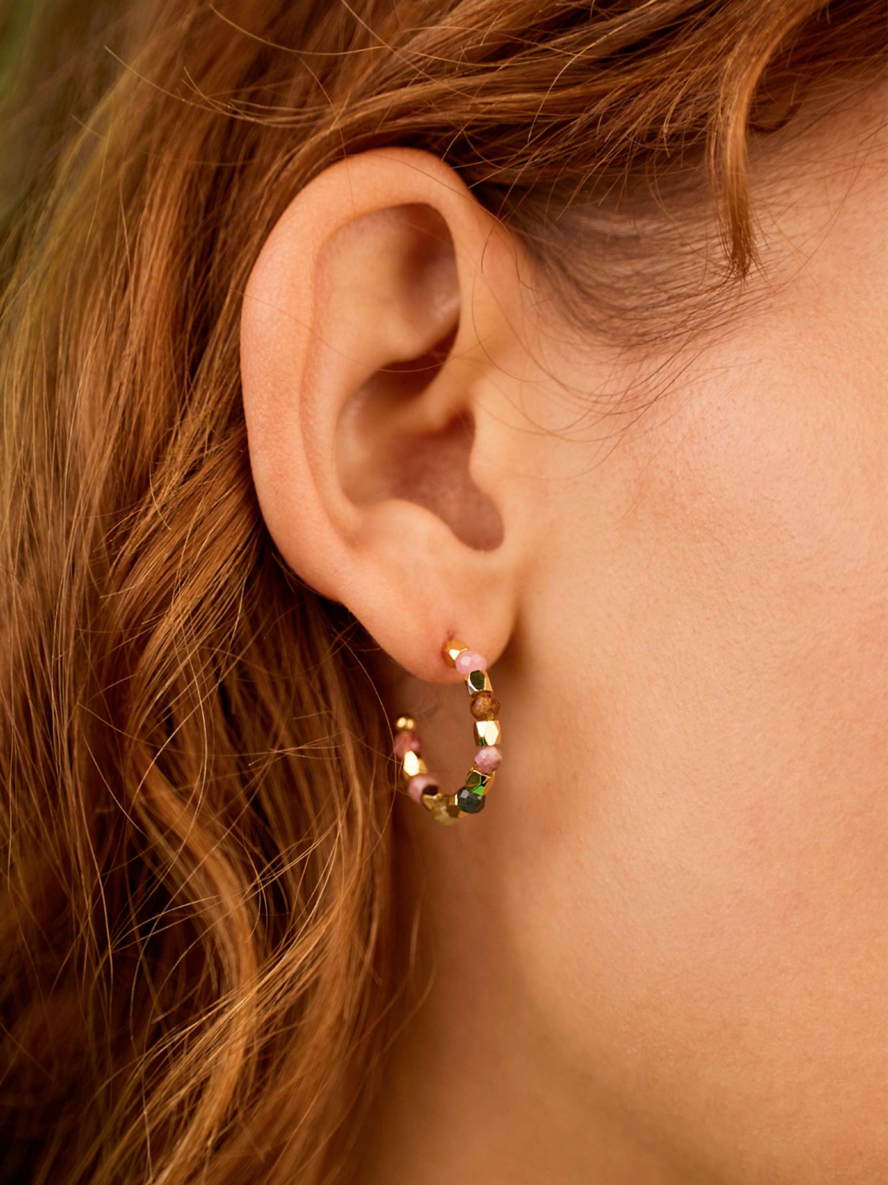 Buy Estella Bartlett Coco Tourmaline Beaded Hoop Earrings, Gold/Multi Online at johnlewis.com