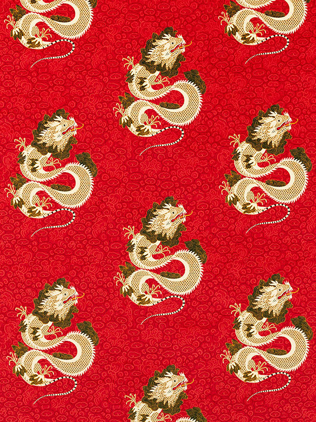 Sanderson Water Dragon Velvet Furnishing Fabric, Cinnabar Red