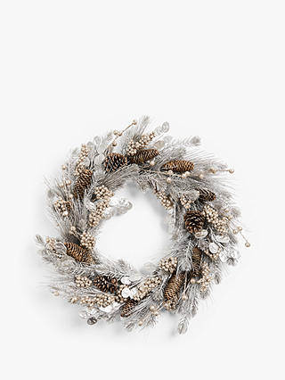 John Lewis Winter Fayre Pine Cone and Berry Wreath, Champagne