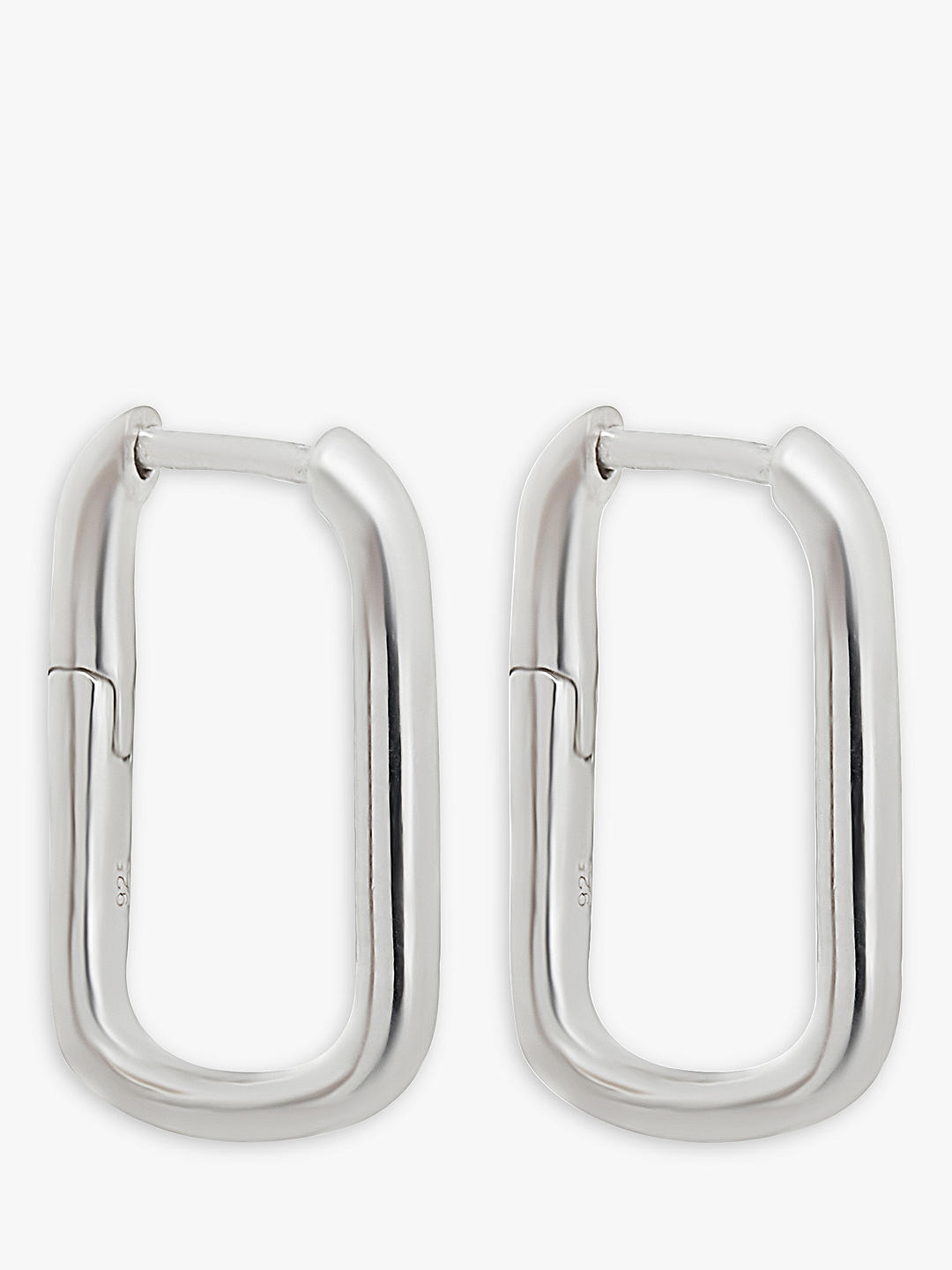 Simply Silver Mini Rectangle Hoop Earrings, Silver