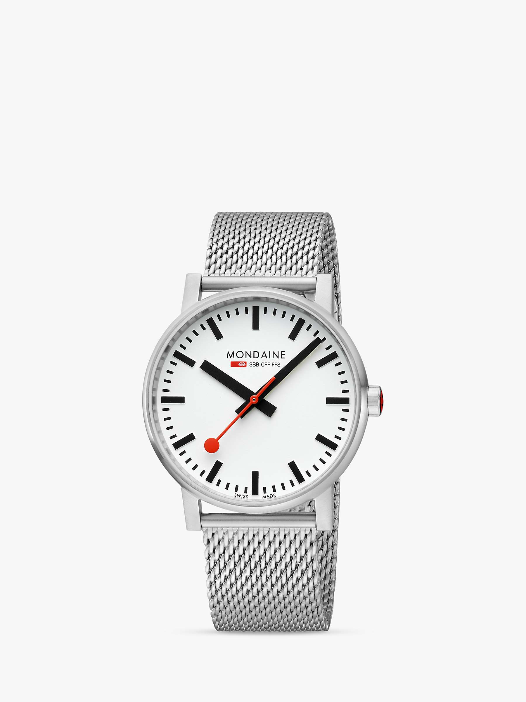 Buy Mondaine MSE.43110.SJ Men's evo2 Collection Clasp Bracelet Strap Watch, Silver/White Online at johnlewis.com