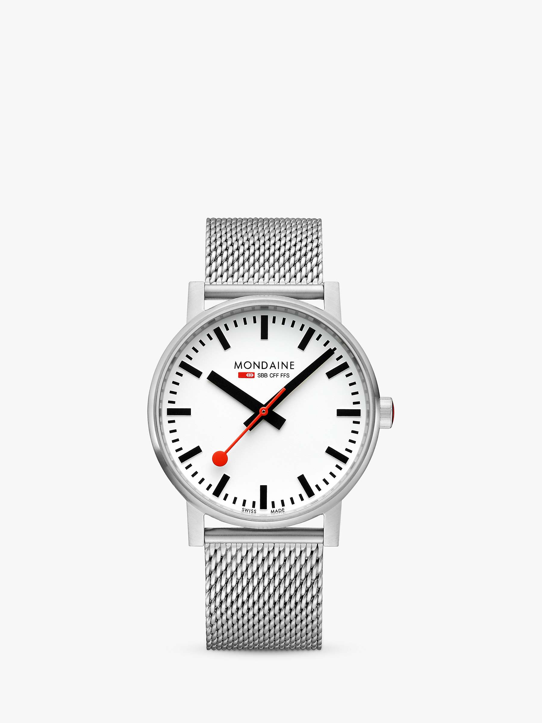 Buy Mondaine MSE.43110.SJ Men's evo2 Collection Clasp Bracelet Strap Watch, Silver/White Online at johnlewis.com
