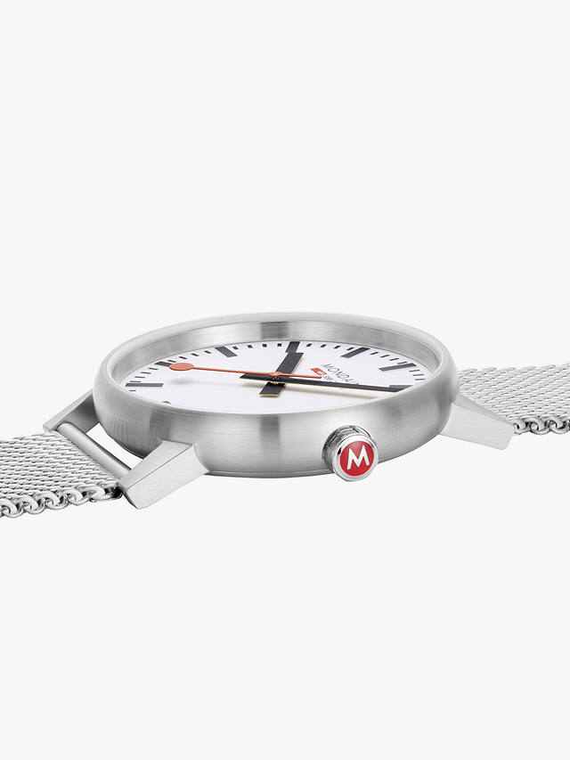 Mondaine MSE.43110.SJ Men's evo2 Collection Clasp Bracelet Strap Watch, Silver/White