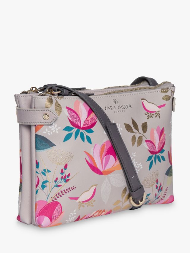 Sara Miller Peony Print Zip Top Cross Body Bag