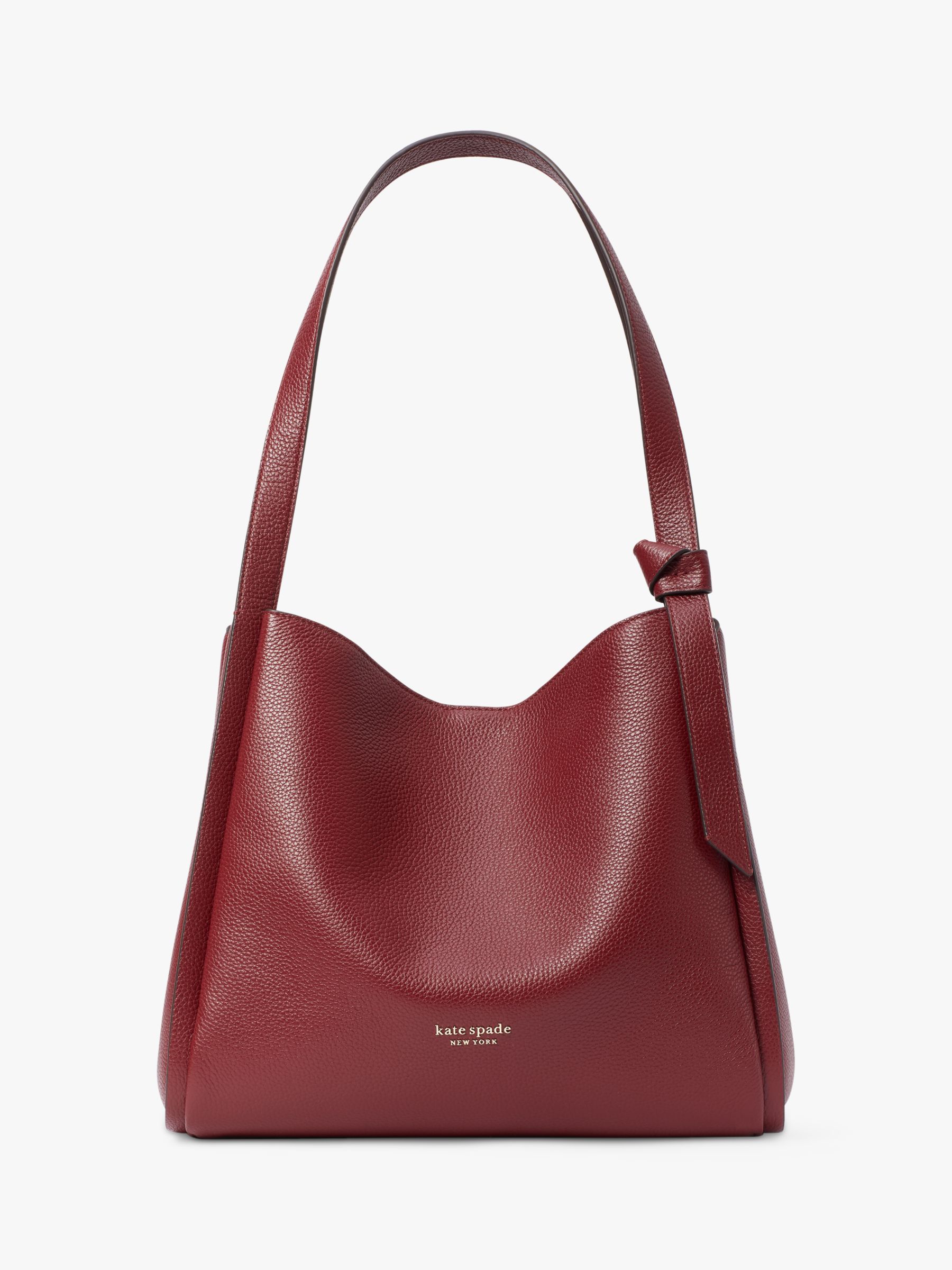 kate spade new york Knott Leather Shoulder Bag, Autumnal Red at John Lewis  & Partners