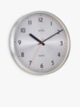 Acctim Klar Analogue Non-Ticking Sweep Quartz Wall Clock, 40cm, Silver