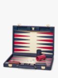 Aspinal of London Pebble Leather Backgammon Set, Bluemoon