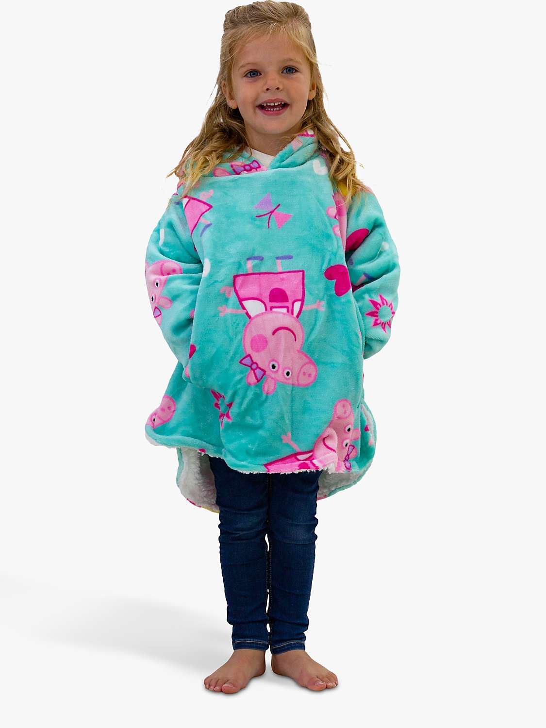 Buy Peppa Pig Hugzee Oversized Fleece Hooded Blanket, Blue/Pink Online at johnlewis.com