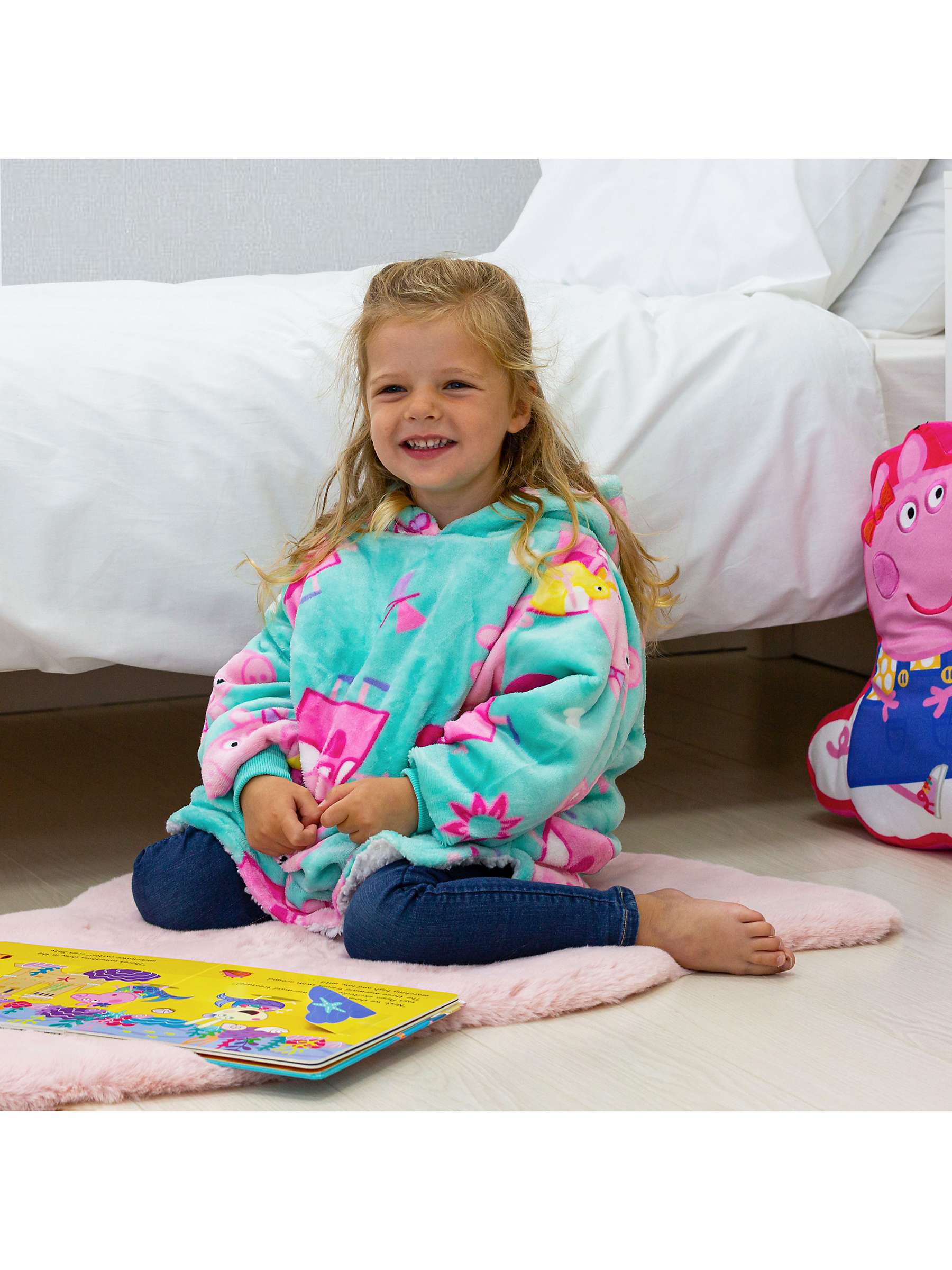 Buy Peppa Pig Hugzee Oversized Fleece Hooded Blanket, Blue/Pink Online at johnlewis.com