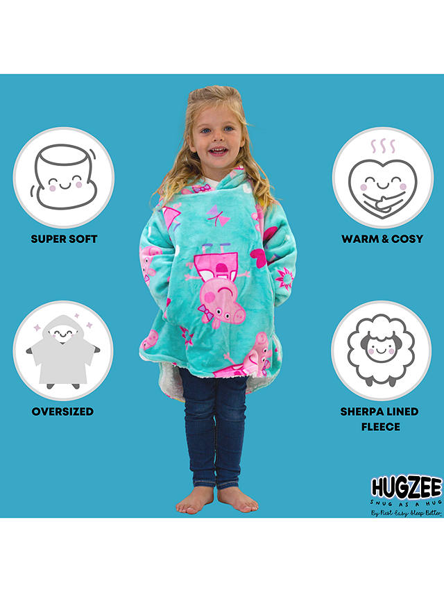 Peppa Pig Hugzee Oversized Fleece Hooded Blanket, Blue/Pink
