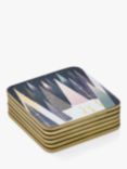 Sara Miller Christmas Frosted Pines Cork-Backed Coasters, Set of 6, Purple/Multi