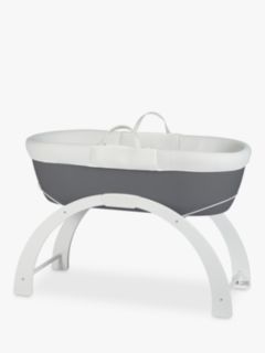 Shnuggle Dreami Moses Basket, Stand and Fitted Sheets Bundle, White/Grey