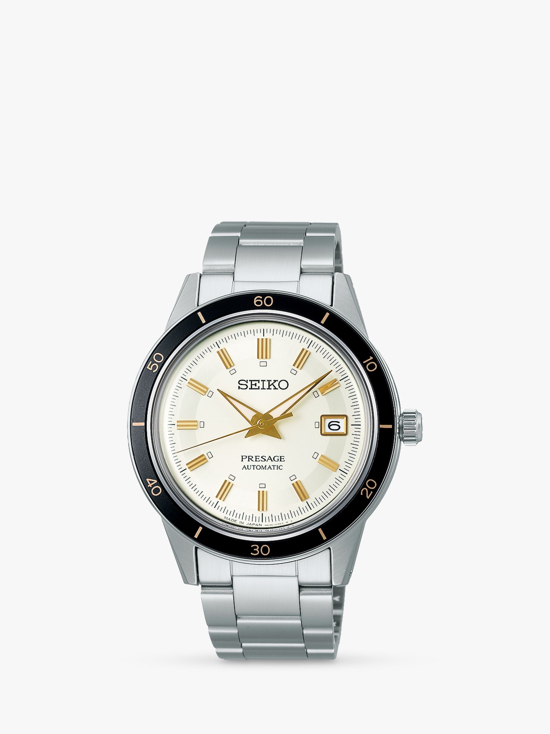 Buy Seiko SRPG03J1 Men's Presage Automatic Date Bracelet Strap Watch, Silver/White Online at johnlewis.com
