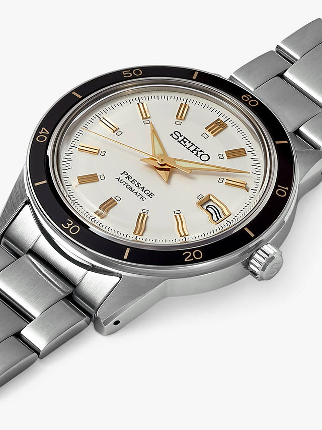 Seiko SRPG03J1 Men's Presage Automatic Date Bracelet Strap Watch, Silver/White