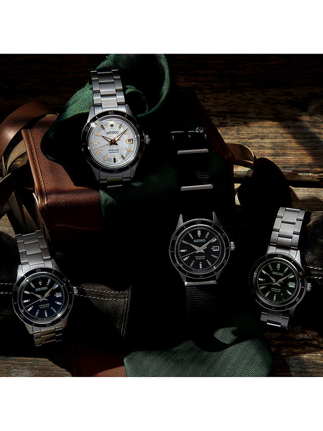 Seiko SRPG03J1 Men's Presage Automatic Date Bracelet Strap Watch, Silver/White
