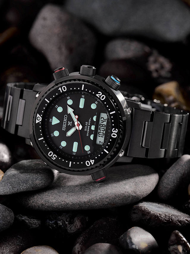 Seiko SNJ037P1 Men's Prospex Limited Edition Commando Arnie Hybrid Diver's Bracelet Strap Watch, Black