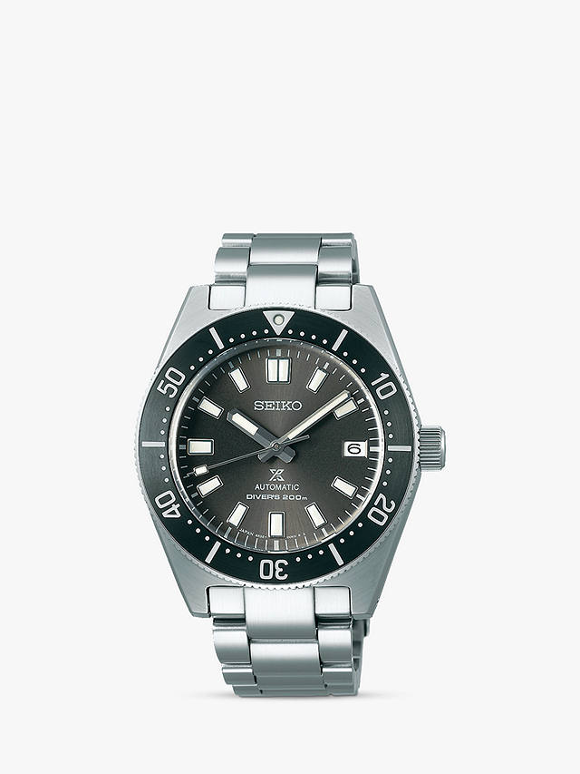johnlewis.com | Seiko SPB143J1 Men's Prospex 1965 Re-interpretation Diver's Automatic Date Bracelet Strap Watch, Silver/Black
