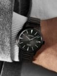 Seiko SRPJ15J1 Men's Presage The Black Velvet Automatic Date Bracelet Strap Watch, Black