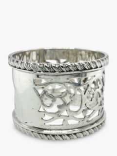 VF Jewellery Second Hand Silver Rope Edged Napkin Ring, Dated Birmingham 1910