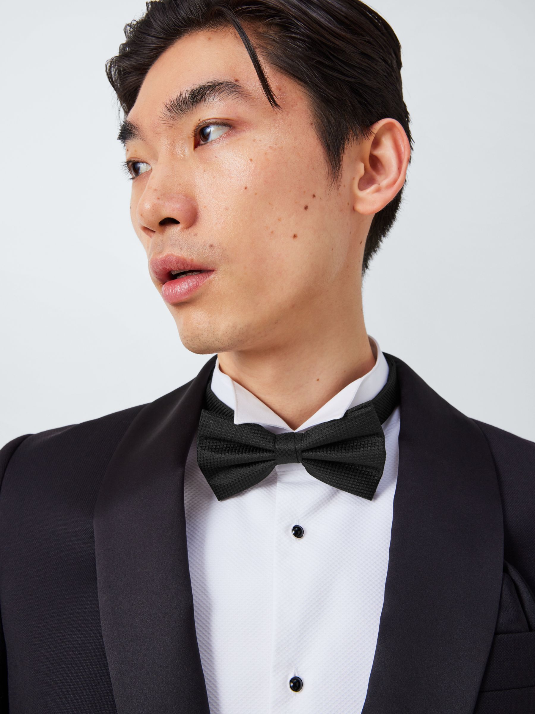 John Lewis Textured Silk Bow Tie, Black