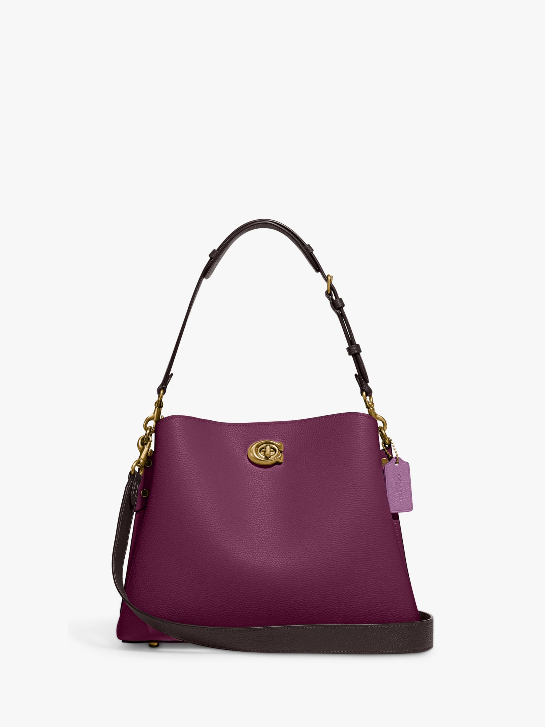 Coach Willow Leather Shoulder Bag, Deep Berry at John Lewis & Partners