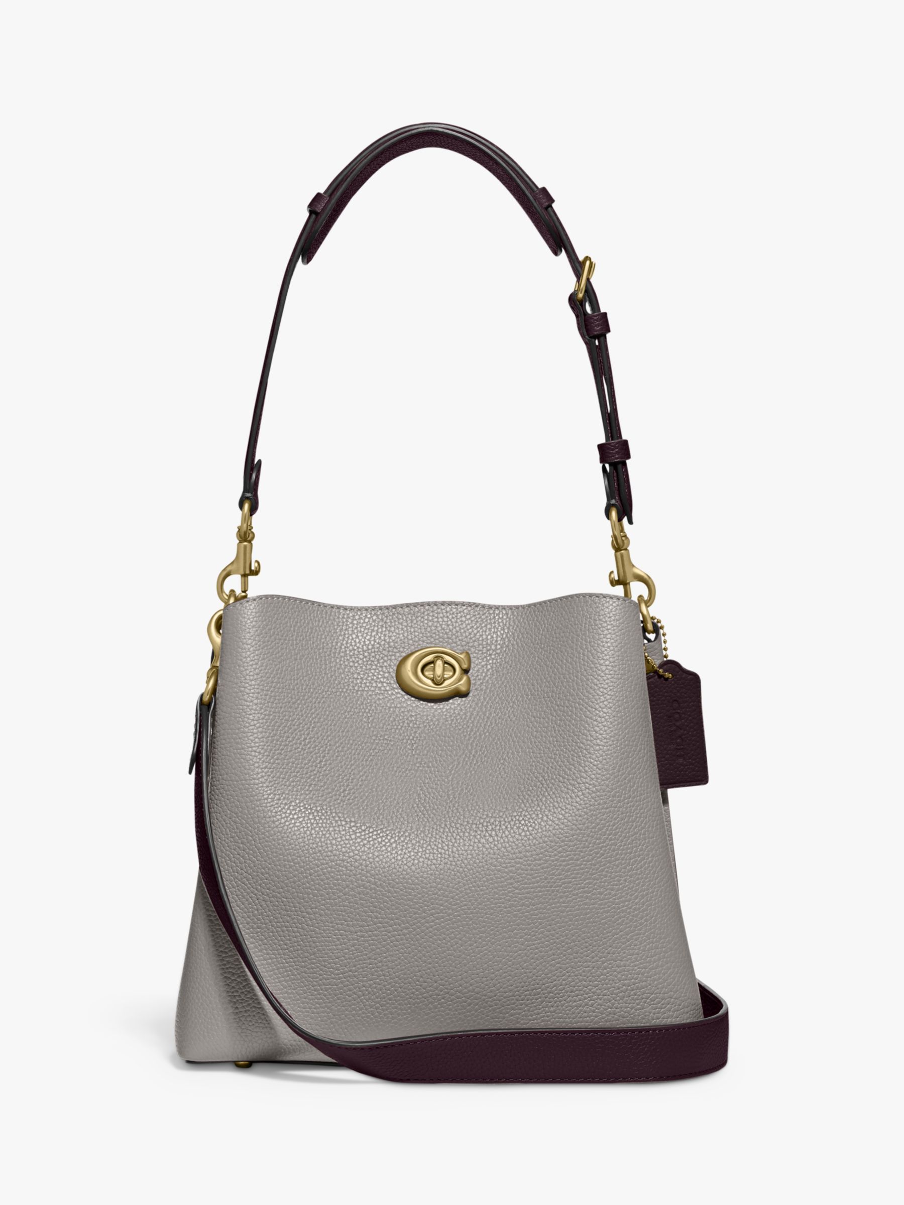 Coach Willow Leather Bucket Bag, Dove Grey at John Lewis & Partners