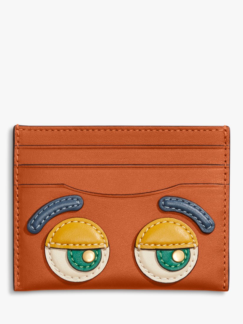 Coach Coachies Dreamie Leather Card Holder, Canyon at John Lewis & Partners