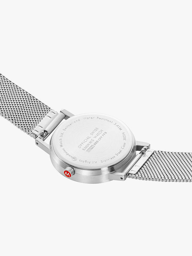 Mondaine Unisex SBB Classic Mesh Strap Watch, Silver/Green A660.30314.60SBJ