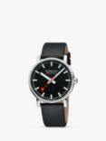 Mondaine MSE.43120.LB Men's evo2 Collection Vegan Leather Strap Watch, Black