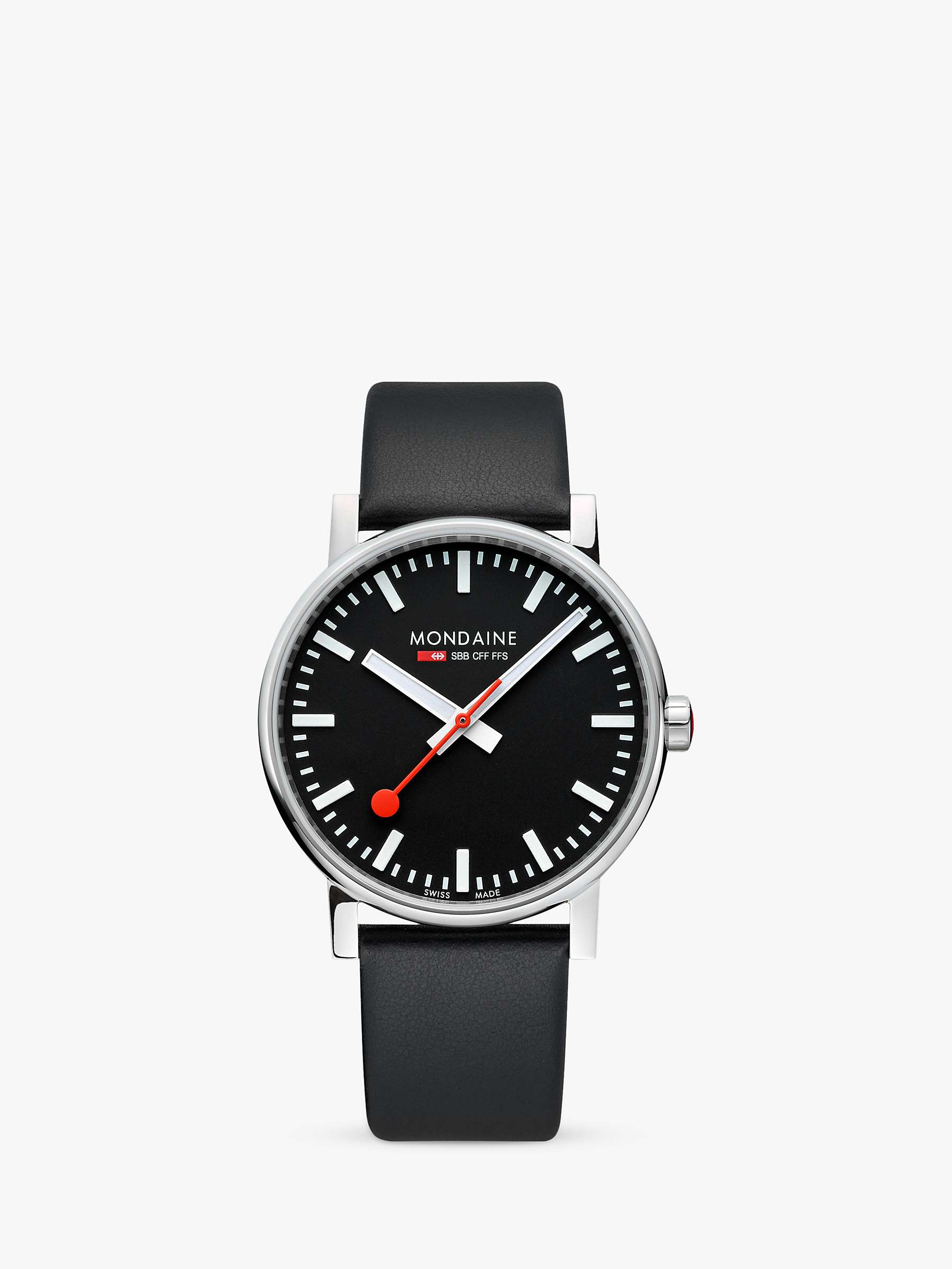 Buy Mondaine MSE.43120.LB Men's evo2 Collection Vegan Leather Strap Watch, Black Online at johnlewis.com