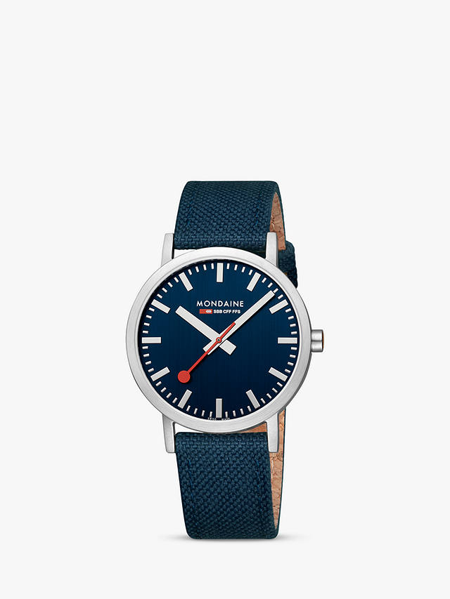 Mondaine Unisex SBB Classic 40mm Fabric Strap Watch, Blue A660.30360.40SBD