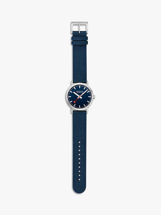 Mondaine Unisex SBB Classic 40mm Fabric Strap Watch, Blue A660.30360.40SBD