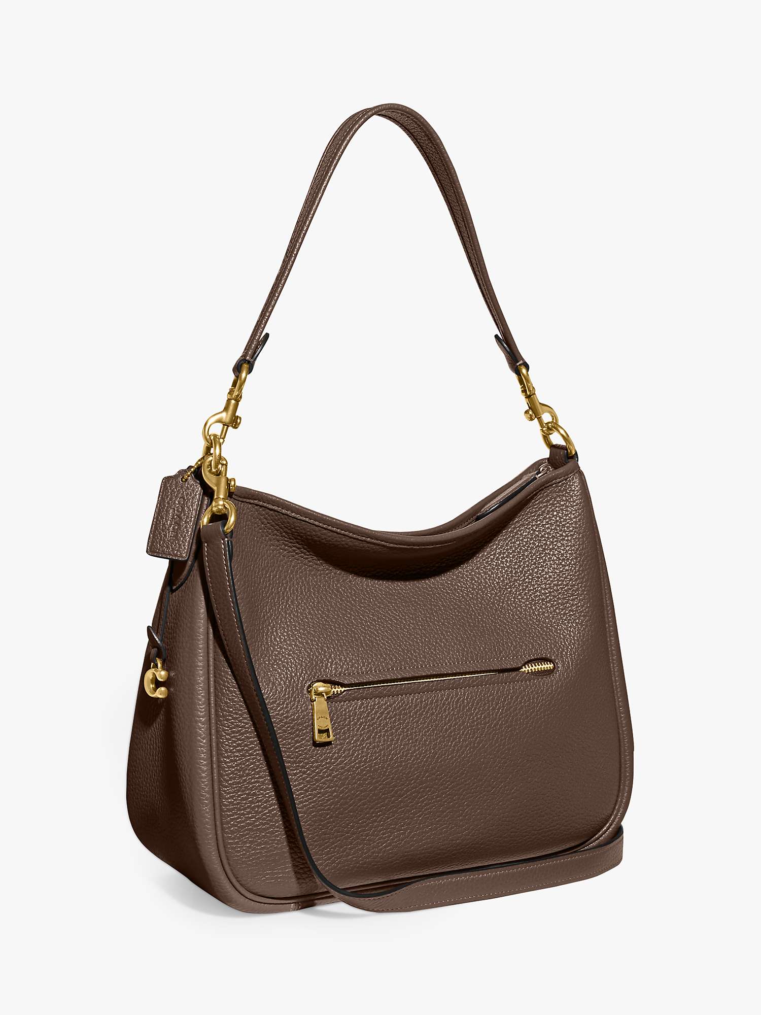 Coach Cary Leather Shoulder Bag, Dark Stone at John Lewis & Partners