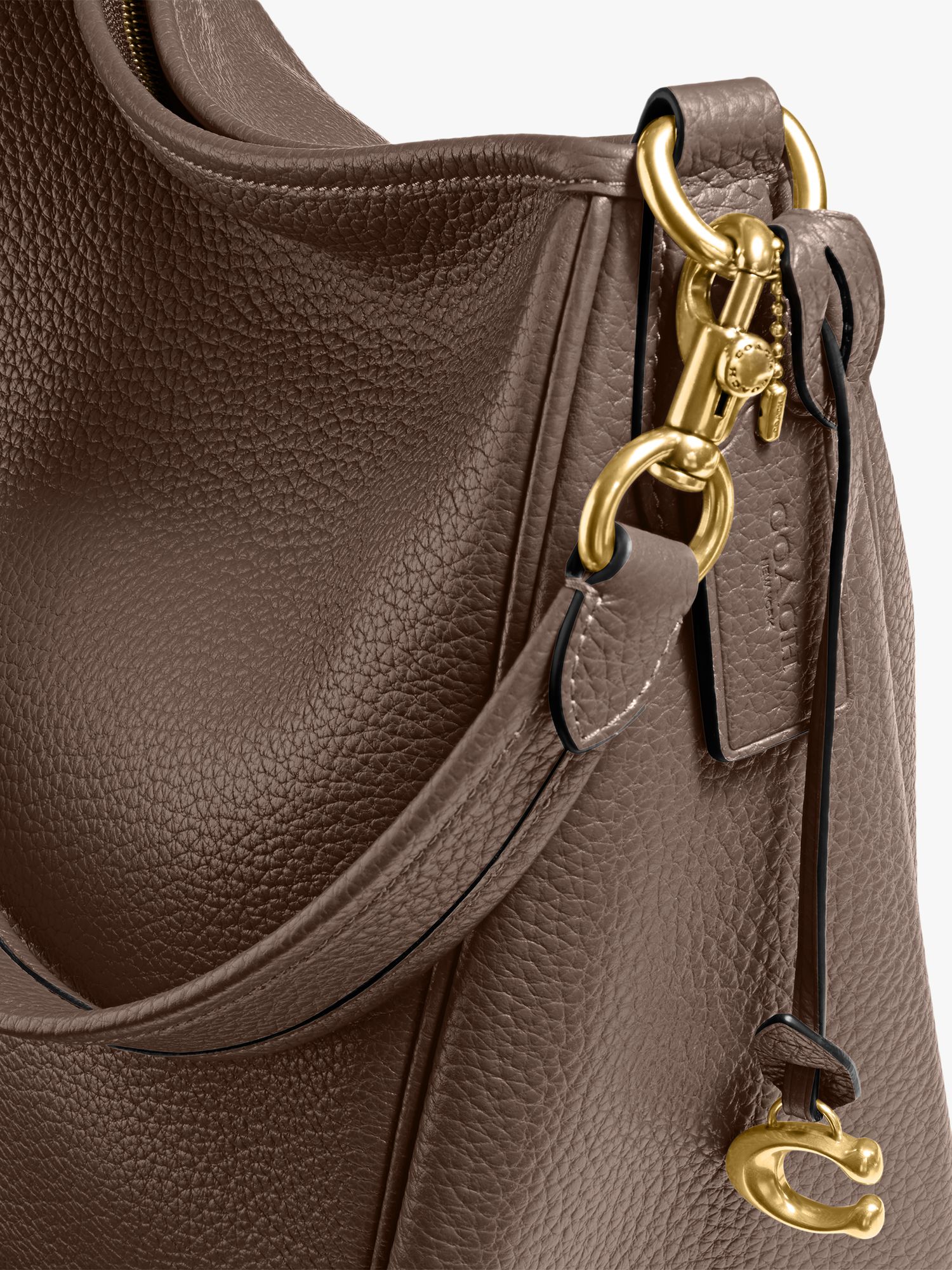 Coach Cary Leather Shoulder Bag, Dark Stone at John Lewis  Partners
