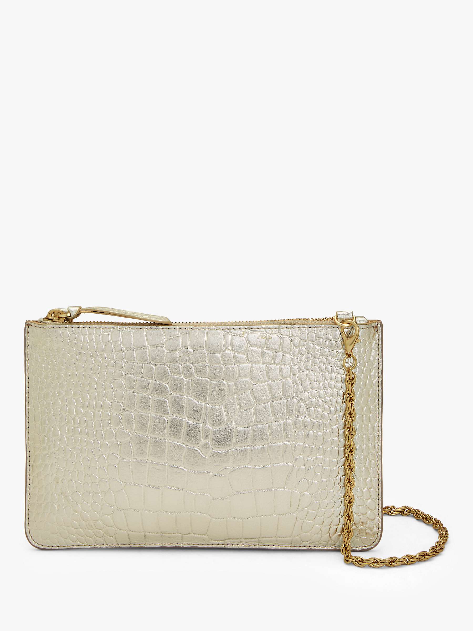 Ashley Furman In tafereel AND/OR Croc Embossed Leather Cross Body Clutch Bag, Gold at John Lewis &  Partners