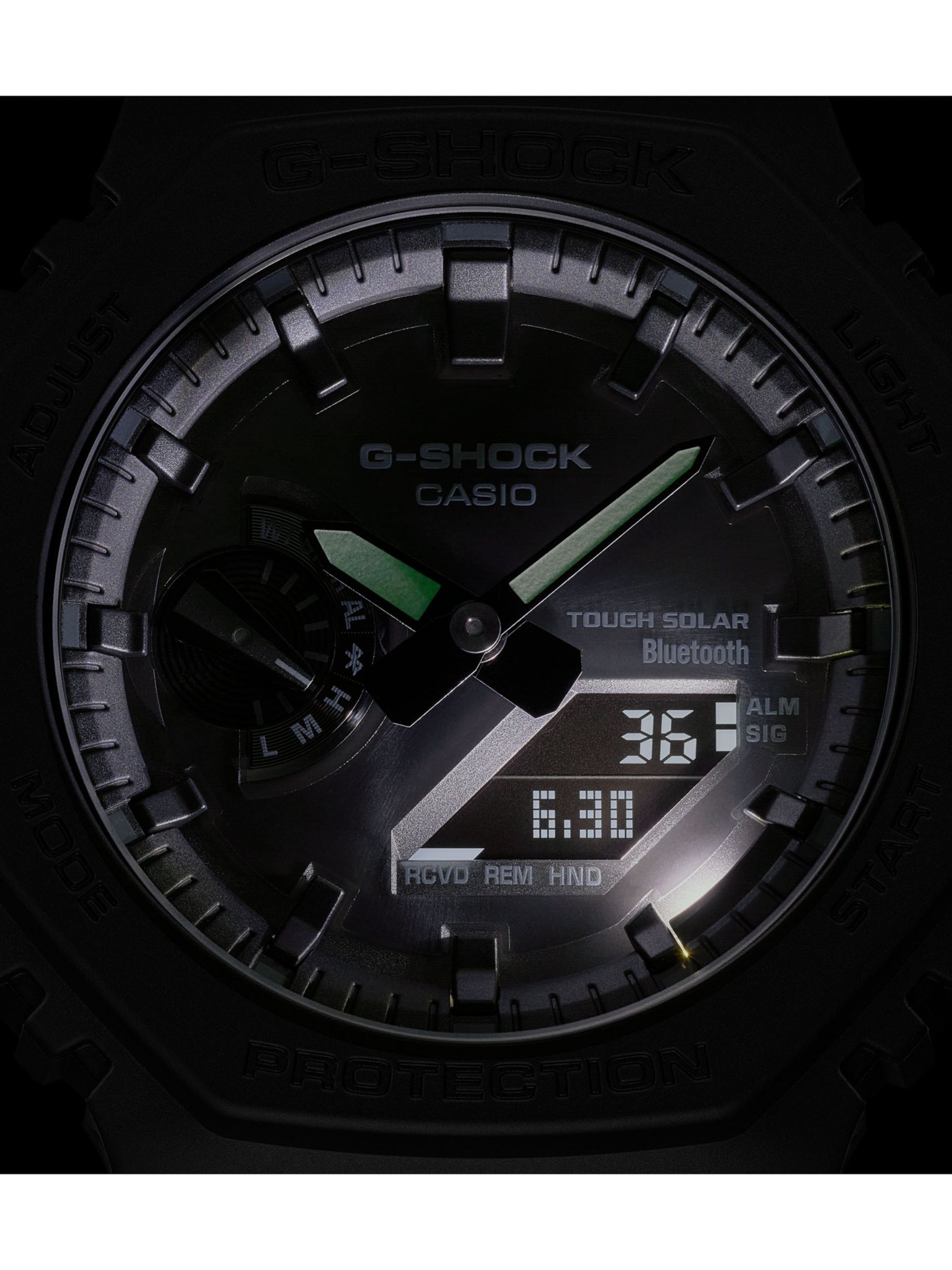 Casio Men's G-Shock Date Solar Resin Strap Watch, Black GA-2100-1A1ER at  John Lewis  Partners