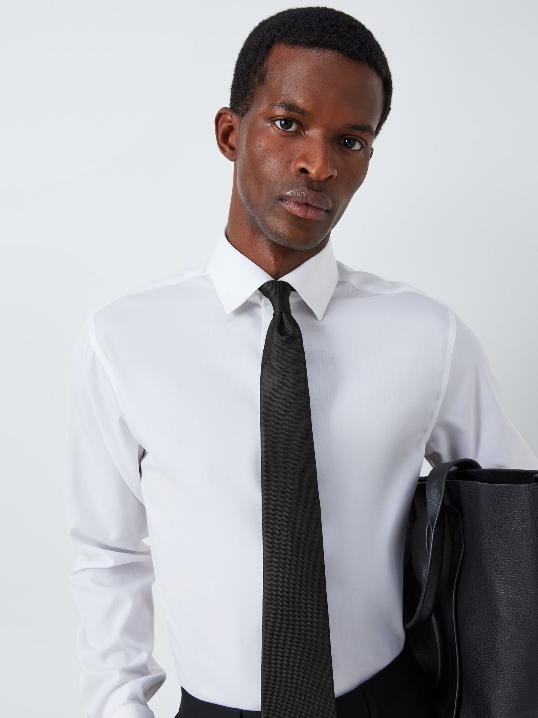 John Lewis Plain Silk Tie, Black at John Lewis & Partners
