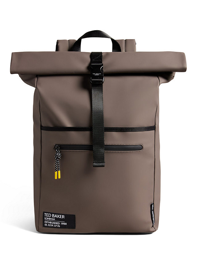 johnlewis.com | Ted Baker Clime Rolltop Rubberised Backpack, Taupe