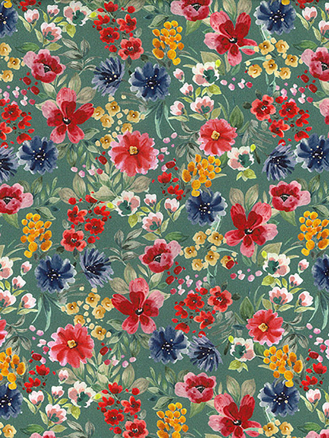 Oddies Textiles Digital Floral Poplin Fabric, Green
