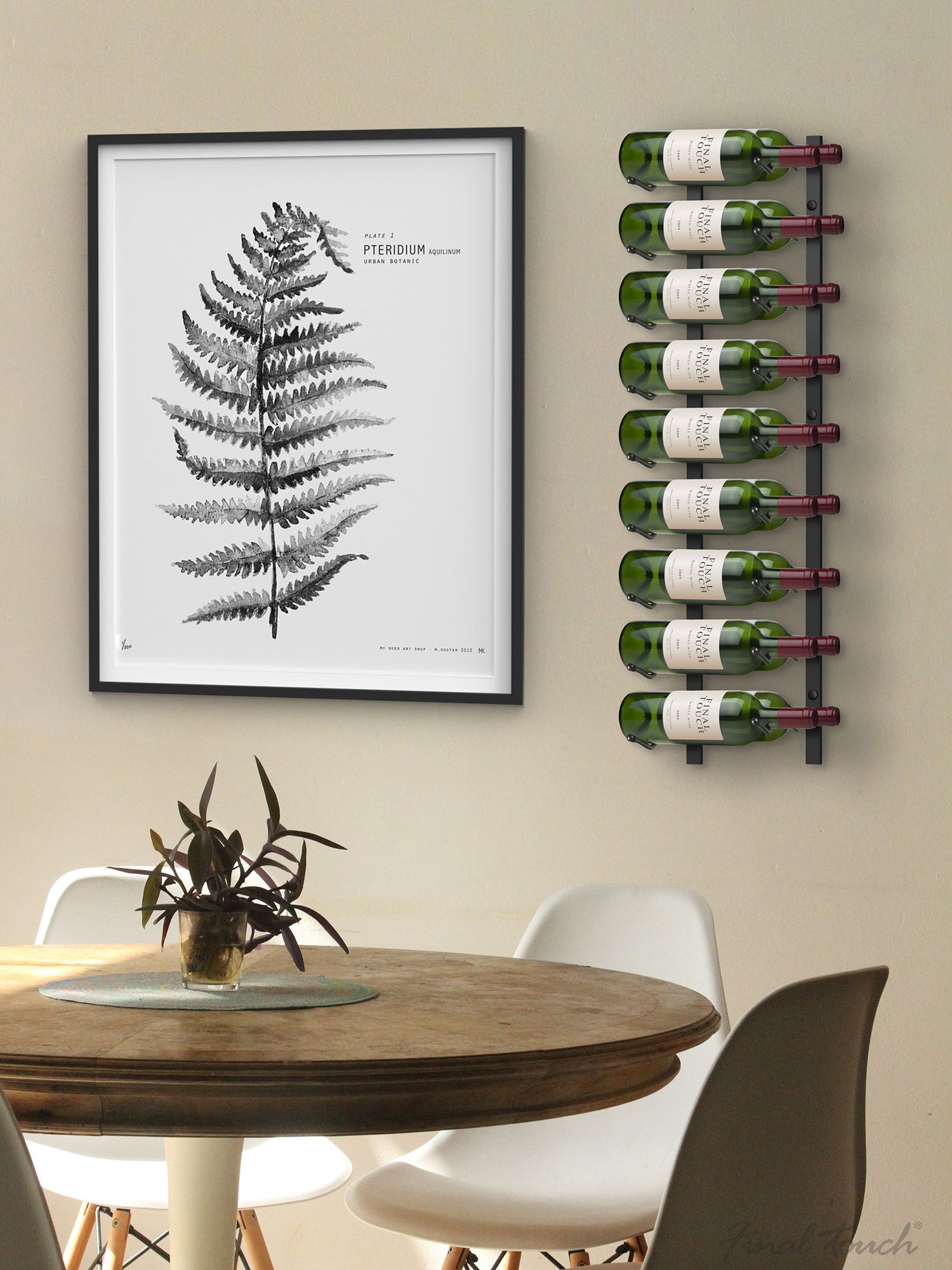 Photo of Final touch wall-mounted metal wine rack 18 bottle black