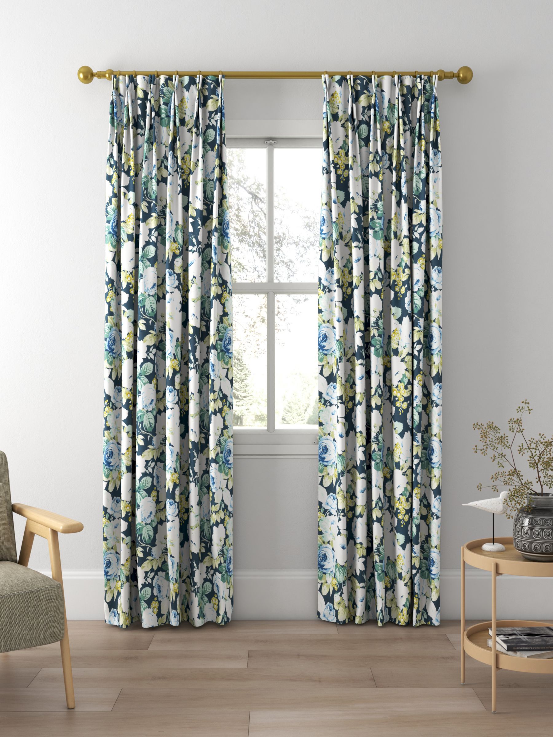 Sanderson Chelsea Made to Measure Curtains, Forest/Indigo