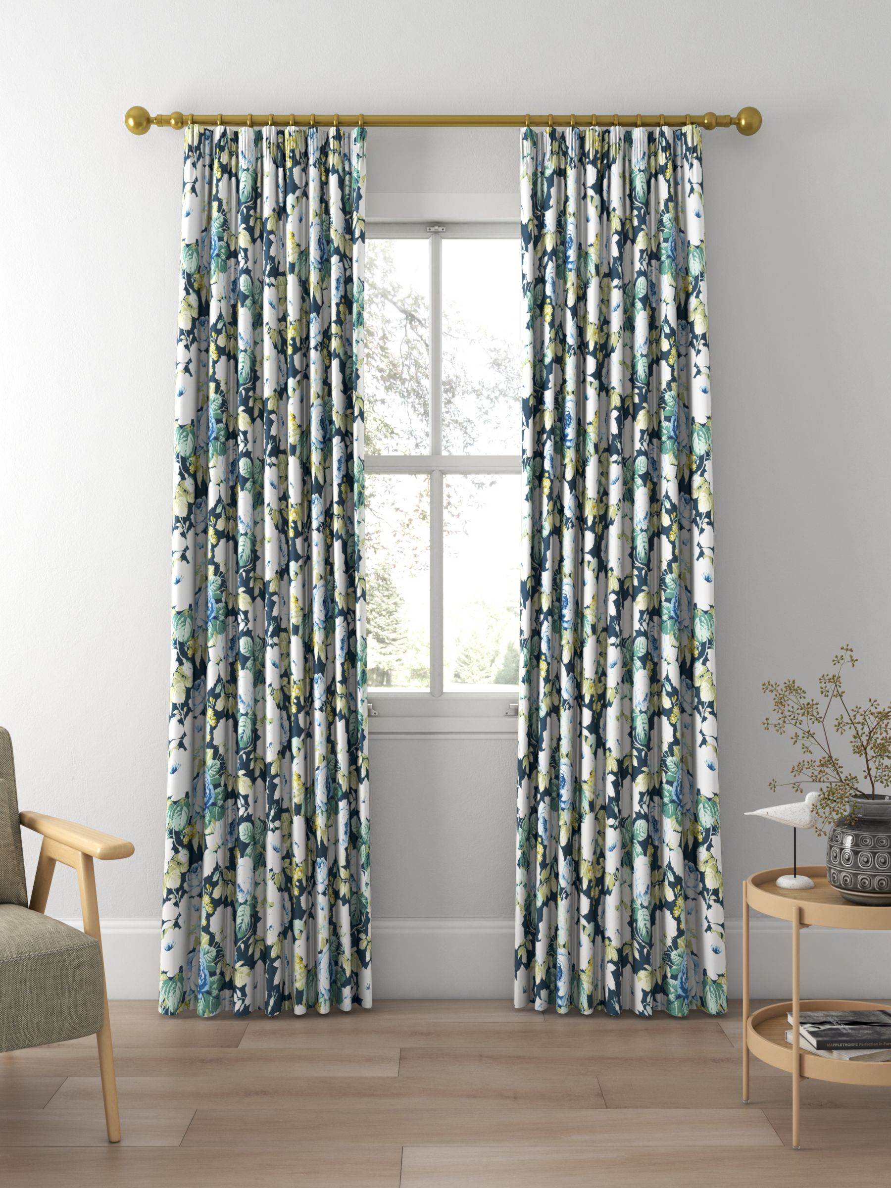 Sanderson Chelsea Made to Measure Curtains, Forest/Indigo