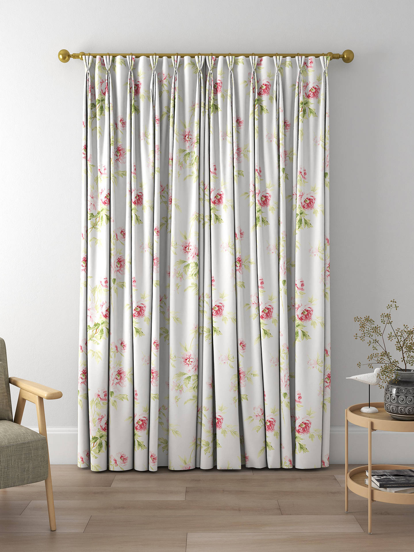 Sanderson Adele Made to Measure Curtains, Rose/Cream